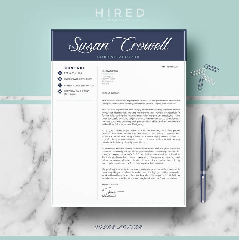 May include: A cover letter for an interior designer job application. The letter is addressed to Mathew Cordon and expresses interest in the position. The letter highlights the applicant's skills and experience in interior design, including drawing, presentation, and project management. The applicant also mentions their proficiency in software such as AutoCAD, 3D modeling, and Photoshop.