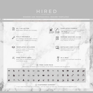 Creative & modern Resume / CV Template for Word AND Pages Professional Resume / CV design, Cover Letter, References, tips Instant Download image 9