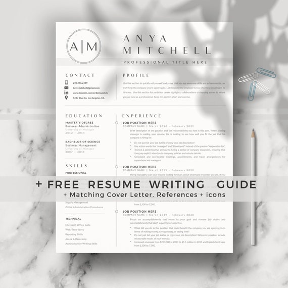 Creative and Professional Resume Template, Simple Resume With Cover Letter and References for Word & Pages. Simple and Clean CV for 2023