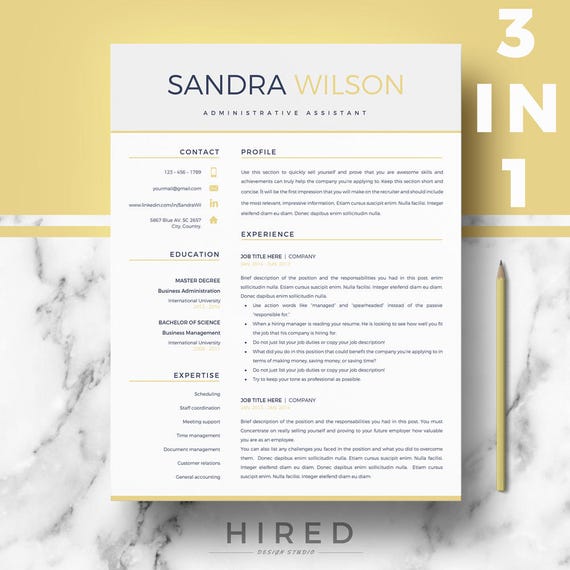 Administrative Assistant Resume Professional Resume Template Etsy