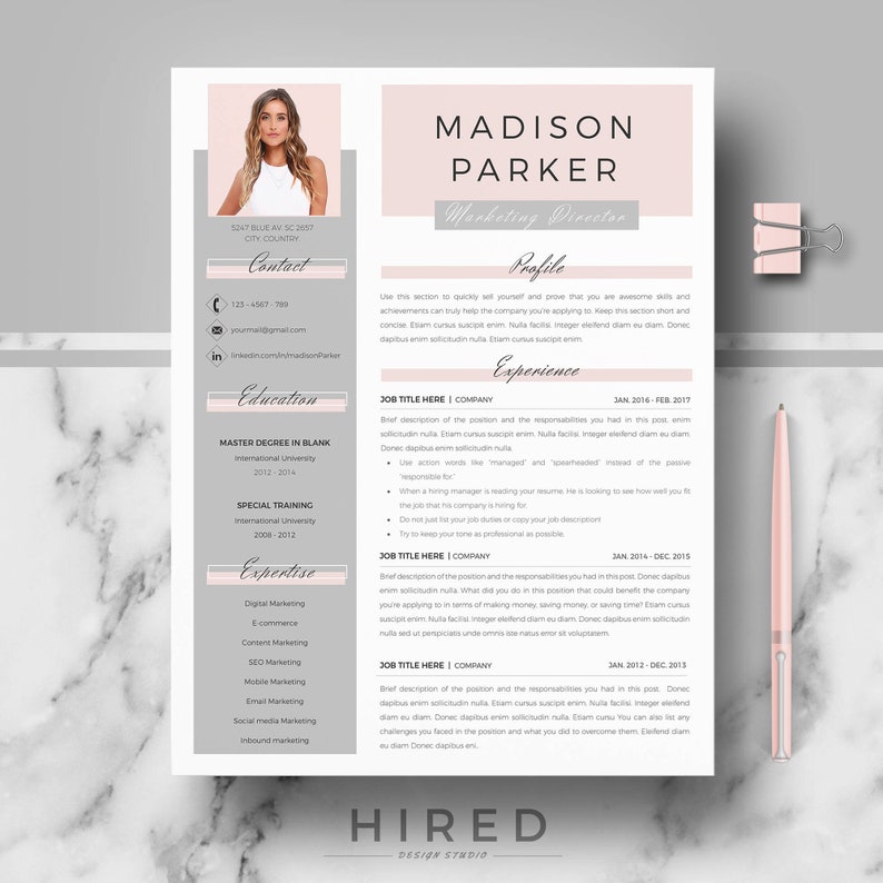 Creative & modern Resume / CV Template for Word AND Pages; Professional Resume / CV design, Cover Letter, References, tips; Instant Download