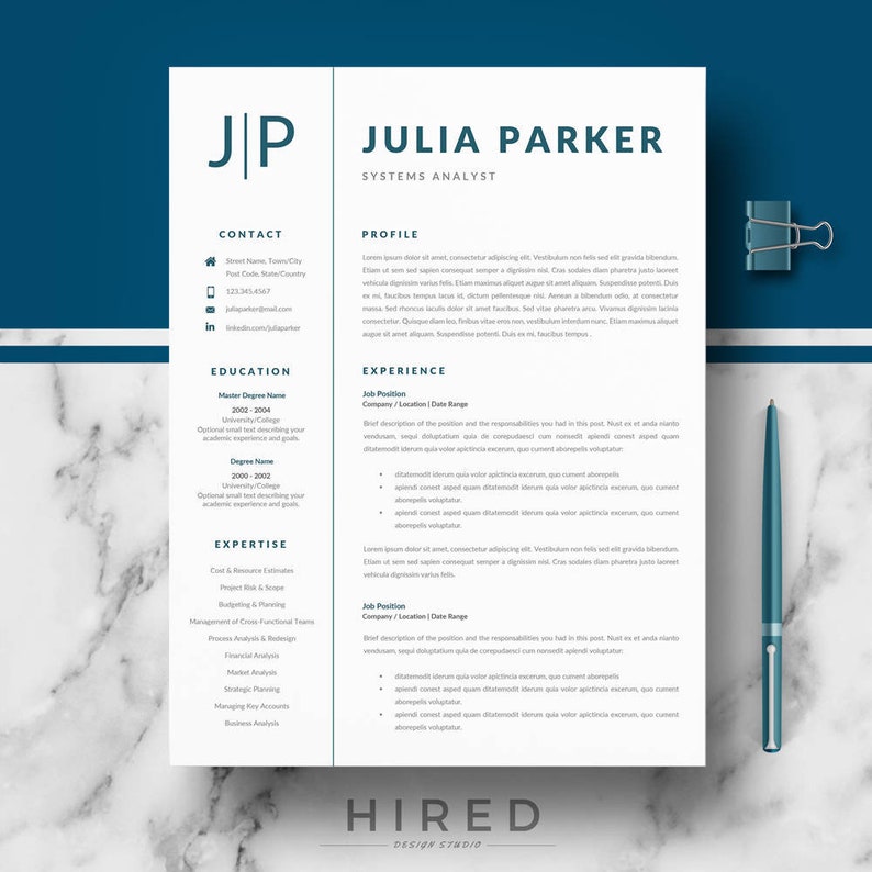 Professional & Modern Resume / CV Templates for MS Word and Pages: "Julia"
Instant download curriculum vitae/CV/resume + Cover letter + References + Resume writing guide + icons