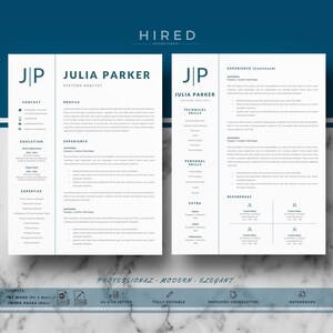 Może przedstawiać: Nowoczesny szablon CV w niebiesko-białej kolorystyce. Szablon charakteryzuje się profesjonalnym designem, czystym układem i łatwymi do odczytania czcionkami. CV zawiera sekcje z danymi kontaktowymi, profilem, wykształceniem, doświadczeniem zawodowym, wiedzą specjalistyczną, umiejętnościami technicznymi, umiejętnościami osobistymi, dodatkowymi informacjami i referencjami. Szablon jest w pełni edytowalny i zawiera pasujące pismo motywacyjne.
