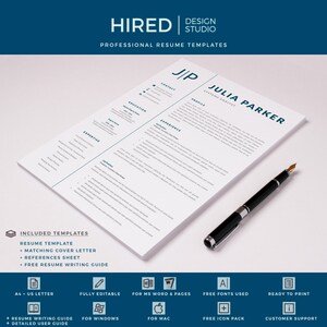 Może przedstawiać: Profesjonalny szablon CV w niebiesko-białym schemacie kolorystycznym. Szablon zawiera sekcje na dane kontaktowe, wykształcenie, doświadczenie zawodowe i umiejętności. Szablon jest w pełni edytowalny i można go używać z programem Microsoft Word i Pages. Zawiera r&oacute;wnież bezpłatne czcionki i ikony.