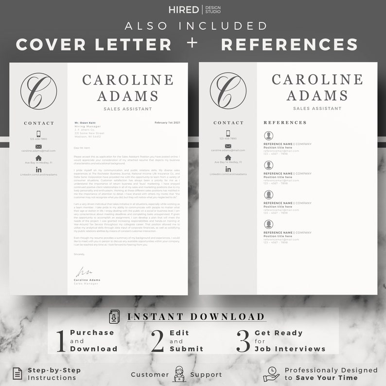Sales Manager Resume. Professional Resume CV Cover Letter format References for Word & Mac Pages. Instant Download Creative CV Template image 5