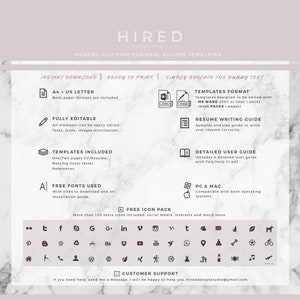 May include: A graphic design template for a resume. The template is available in A4 and US Letter sizes. It includes a free icon pack, free fonts, and a detailed user guide. The template is compatible with both PC and Mac operating systems.