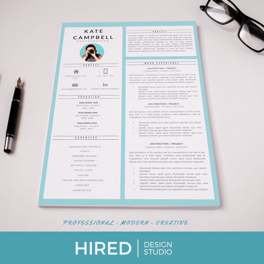 Modern & Creative Resume, CV Template; Resume Templates for Word, Pages ...