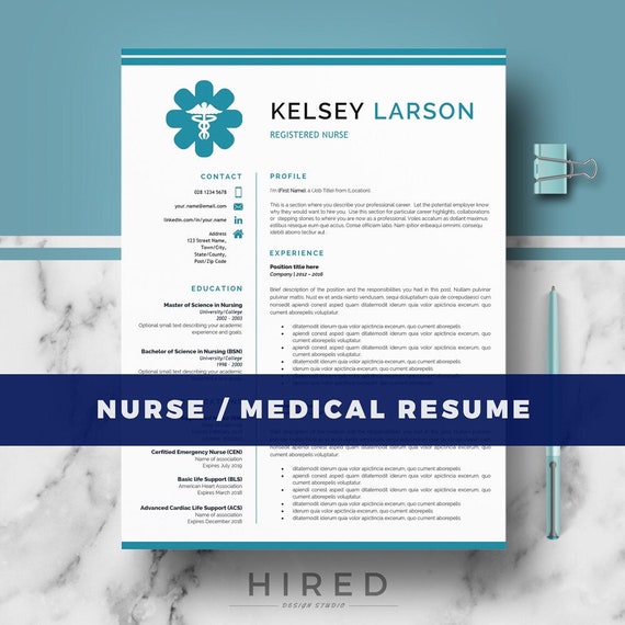Nurse Resume Template | Doctor Resume Template for MS Word and Pages;  RN Nurse Resume | Doctor CV, Nurse cv | Instant Download; cv template