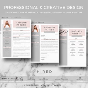 Creative & modern Resume / CV Template for Word AND Pages Professional Resume / CV design, Cover Letter, References, tips Instant Download image 5