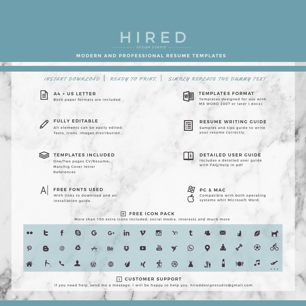 Professional & Modern Resume Template for Word and Pages | Resume ...