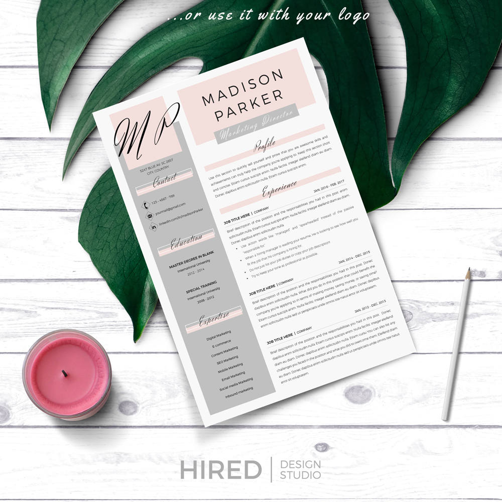 Creative & Modern Resume / CV Template for Word AND Pages; Professional ...