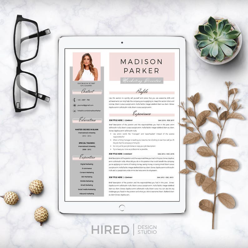 Creative & modern Resume / CV Template for Word AND Pages Professional Resume / CV design, Cover Letter, References, tips Instant Download image 6