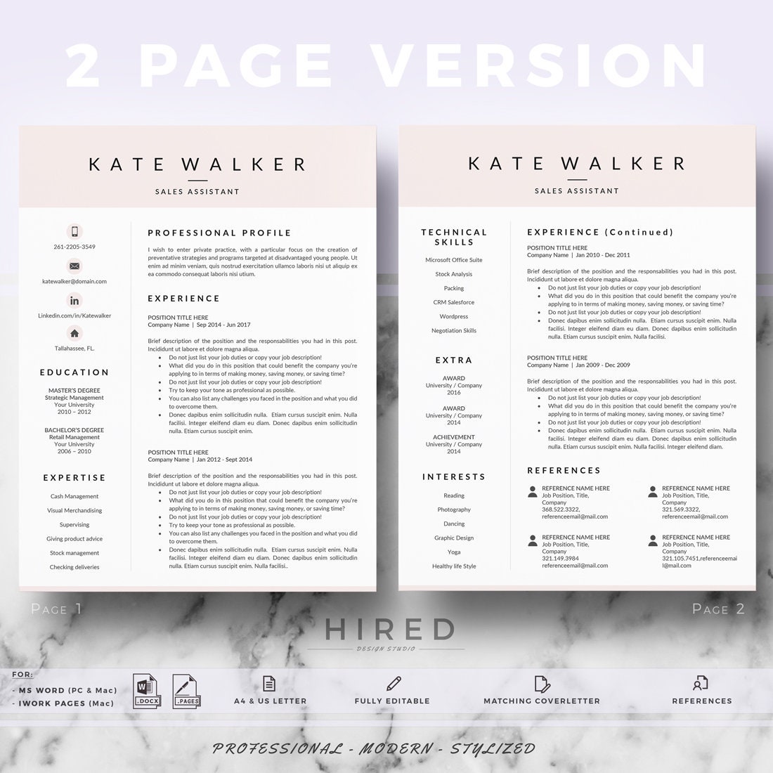 Sales Resume. Creative and Professional Resume Template for Ms Word ...