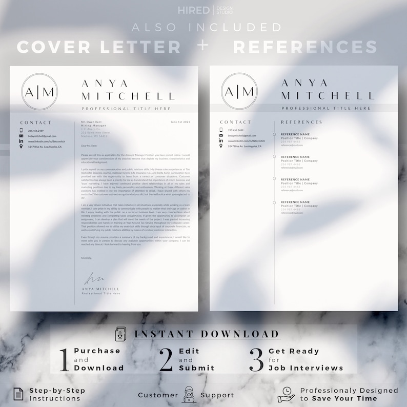 May include: A black and white resume template with a cover letter and references section. The template features a minimalist design with a gray background and a simple, modern font. The text includes the words "Cover Letter", "References", "Contact", and "Professional Title Here".