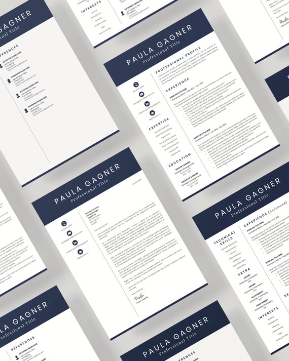 Professional Resume Template, CV Template and Cover Letter. Executive Resume, Finance Resume, Accountant Resume, Bookkeeper, CEO Resume