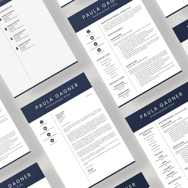 Professional Resume Template, CV Template and Cover Letter. Executive Resume, Finance Resume, Accountant Resume, Bookkeeper, CEO Resume