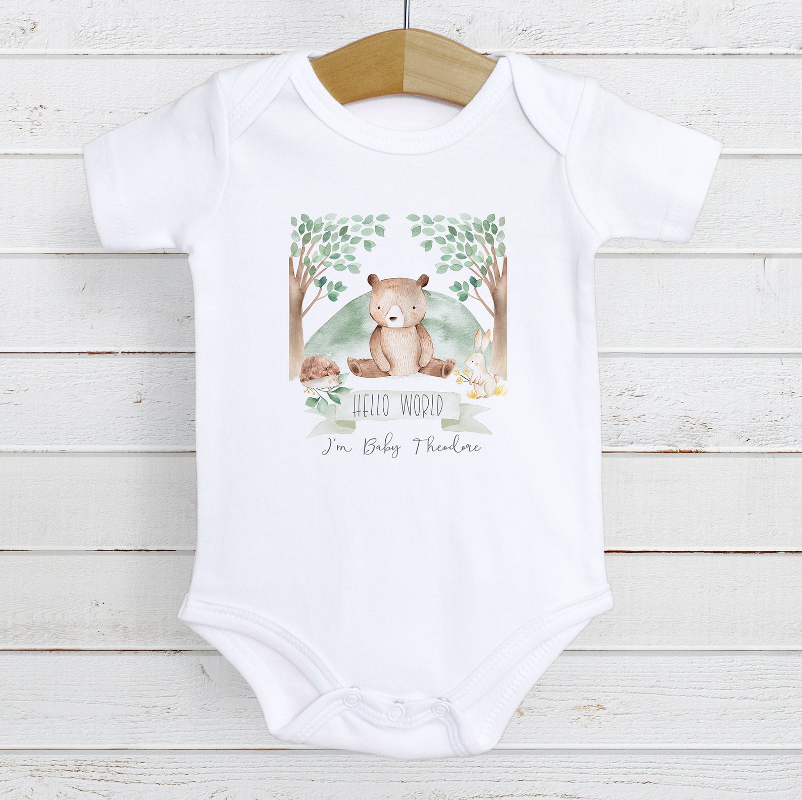 Personalised Baby Grow / Vest Newborn Baby Cute Woodland Etsy