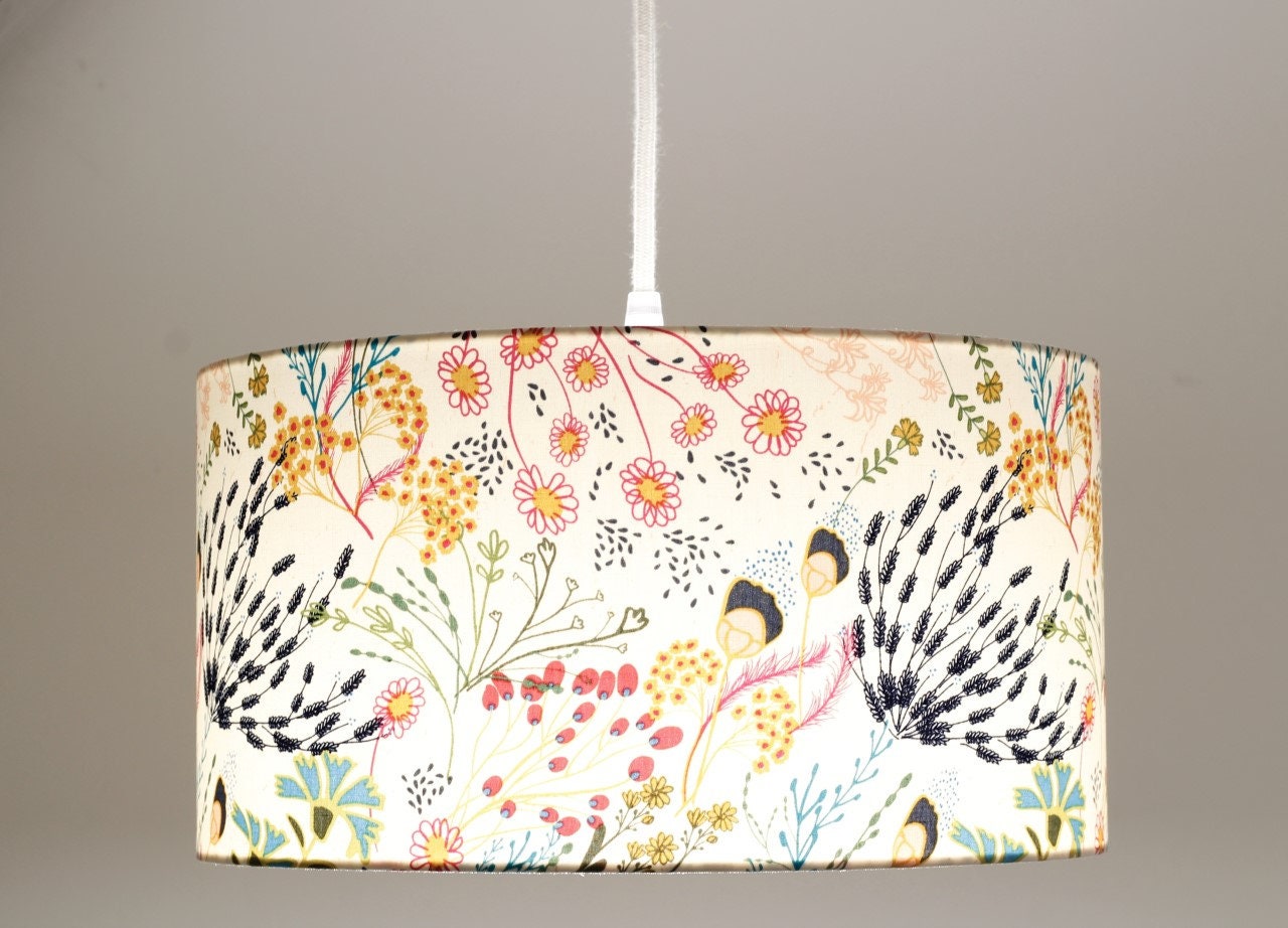 Abat-Jour Caminot, Luminaire, Suspension, Tissu Floral, Abat-Jour, Coton, Plafonnier