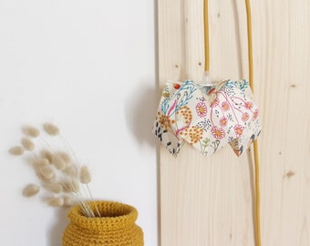 Caminot cocotte lamp, portable lamp, origami lamp, lamp, light fixture, lampshade, fabric, origami, floral fabric, textile cable