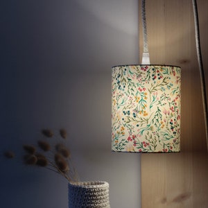 Estive nomadic lamp, portable lamp, lamp, lampshade, floral fabric, light fixture, suspension, bedside lamp image 3