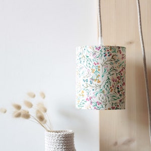 Estive nomadic lamp, portable lamp, lamp, lampshade, floral fabric, light fixture, suspension, bedside lamp image 1