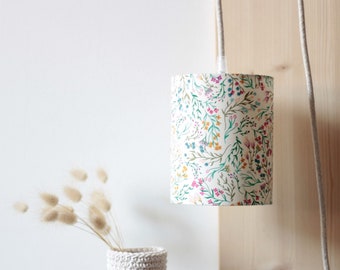 Lampe nomade, lampe baladeuse, lampe, abat-jour, tissu floral, luminaire, suspension, lampe de chevet