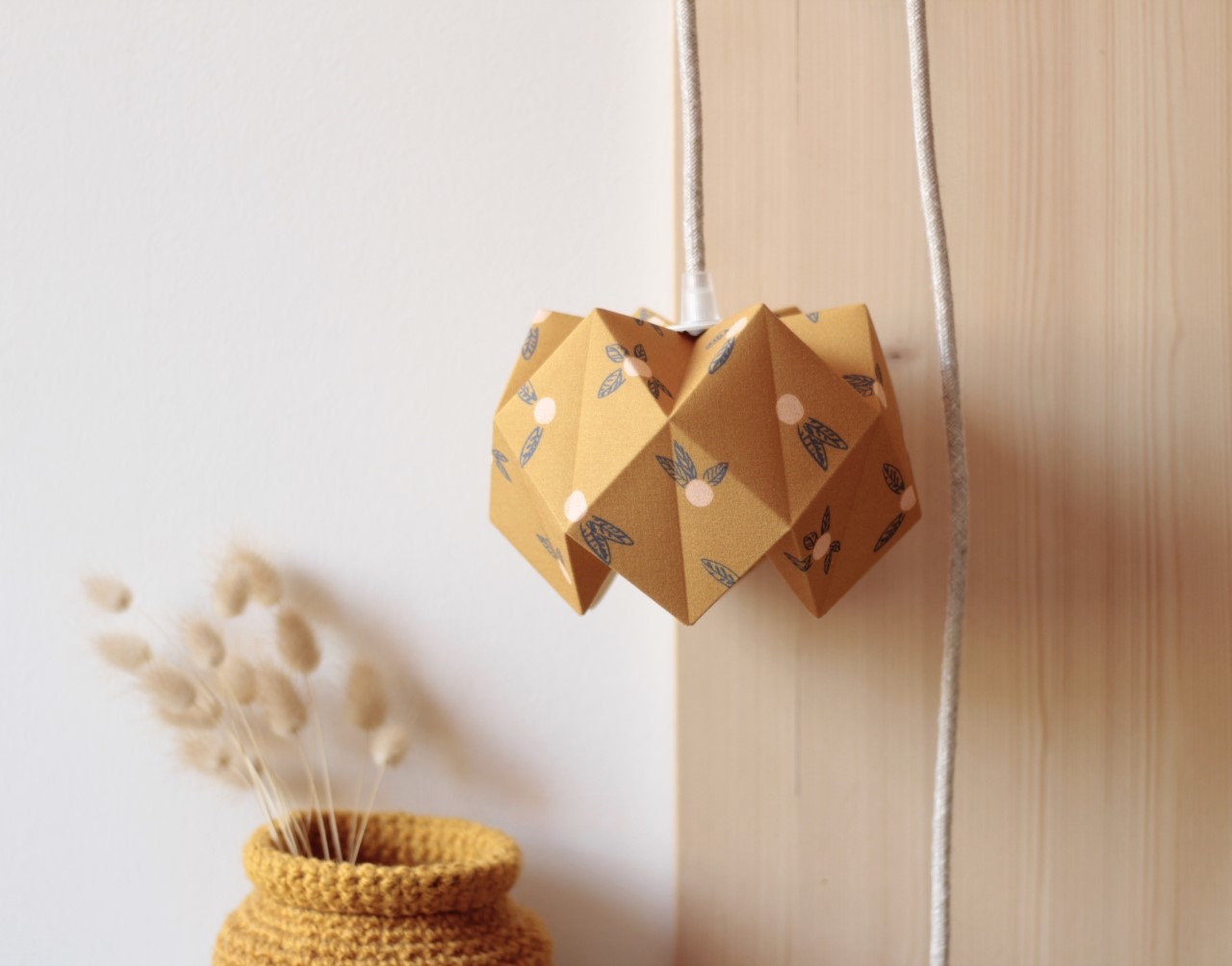 Lampe Baladeuse Origami, Lampe Baladeuse, Lampe, Luminaire, Abat-Jour, Tissu, de Chevet, Tissu Flora