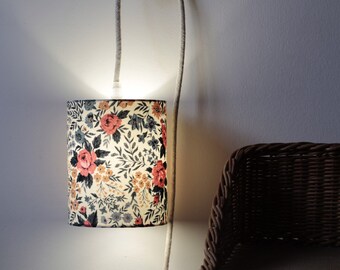 Lampe nomade , lampe baladeuse, lampe, tissu floral, luminaire, suspension, lampe de chevet, tissu biologique, coton biologique