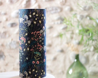 Lampe à poser, lampe, lampe tube, lampe de chevet, luminaire, abat-jour, tissu floral, bohème, bleu