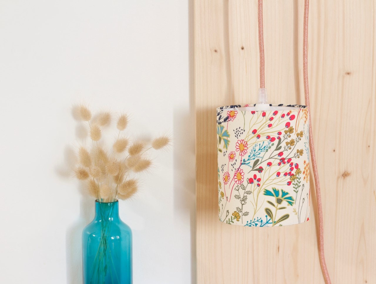 Lampe Nomade Caminot, Lampe Nomade, Baladeuse, Lampe, Abat-Jour, Tissu Floral, Luminaire, Suspension