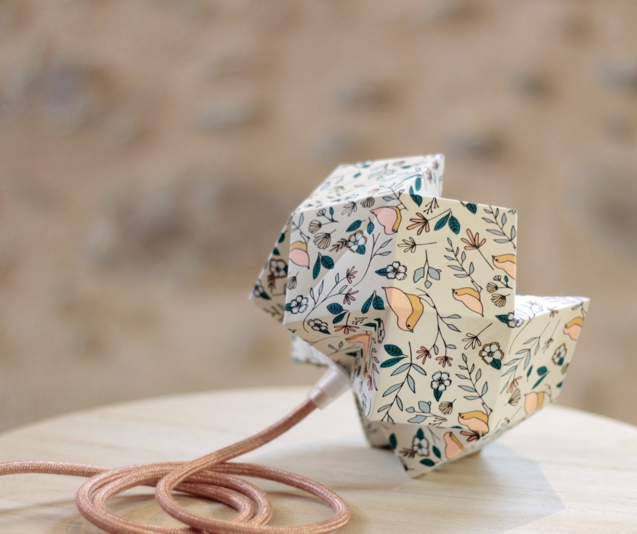 Lampe Baladeuse Origami Love Birds, Lampe Baladeuse, Origami, Lampe, Luminaire, Abat-Jour, Tissu Flo