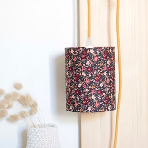 Silene nomadic lamp, portable lamp, lamp, nomadic lamp, lampshade, textile cable, cotton, light fixture, Liberty, floral fabric, pink