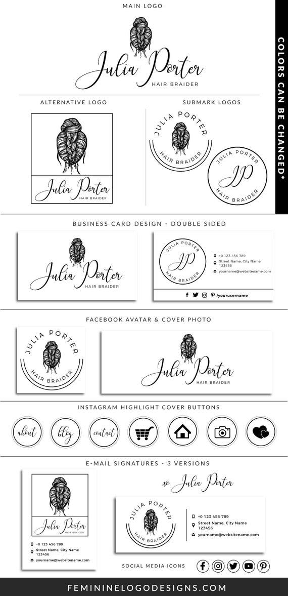 Hair Braider Logo Hair Salon Logo Design Hair Logo Premade Etsy