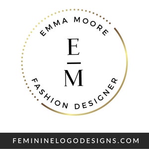 Circle logo black Round logo Black gold logo Watercolor | Etsy