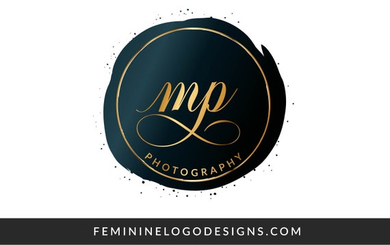 Petrol Gold Logo Kreis Logo Feminine Logo Design Grunes Etsy