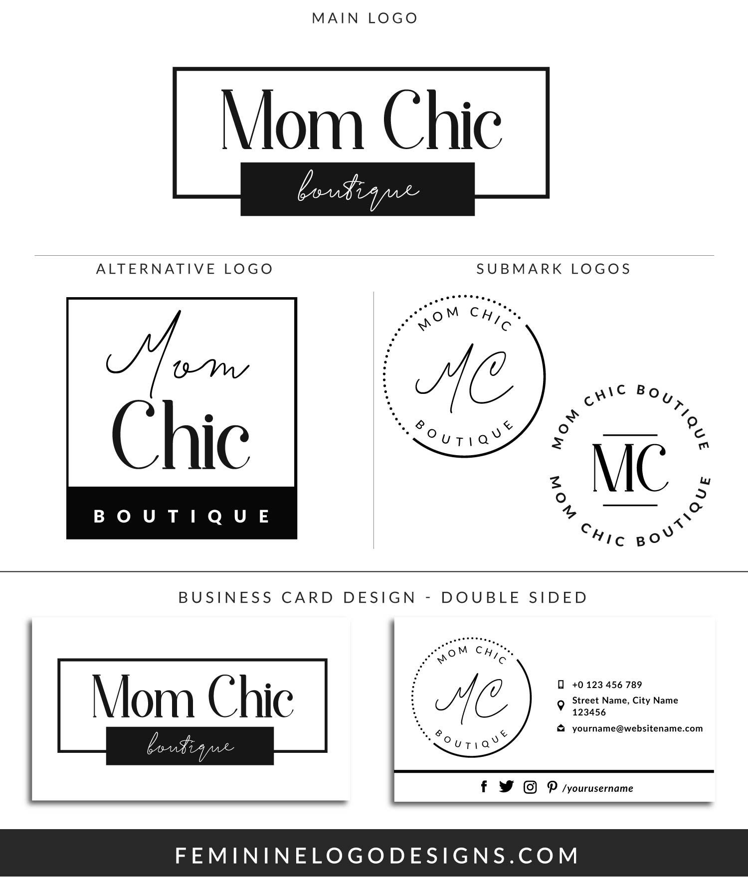 Boutique logo design Logo design branding Premade logo set | Etsy