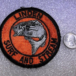 Vintage Linden Surf and Stream Fishing Patch New Jersey Hunting and Fishing