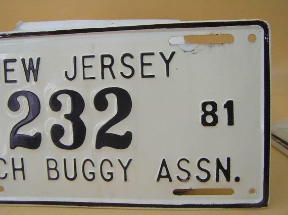 Vintage 1981 New Jersey Beach Buggy Assn Plate 232 NJ Surf Fishing