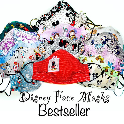 Disney! Face Masks | Double Layer with Filter Layer & Adjustable Ear Loops | Comfortable | Christmas Masks