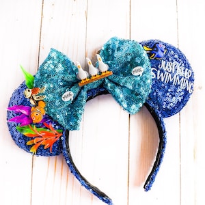 Nemo Inspired Minnie Ears| Finding Nemo | Nemo Inspired Mickey Ears | Dory Ears |Just keep Swimming |Disney Inspired Mouse Ears Epcot Ears