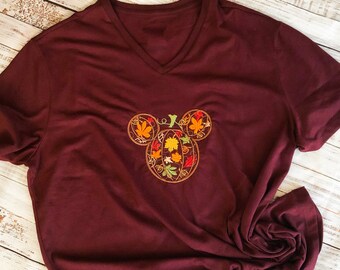 Fall Disney Inspired Shirt | Halloween Disney Shirt | Embroidered | Family Disney Shirts| Disney Vacation | Mickey Shirt | Minnie Ears