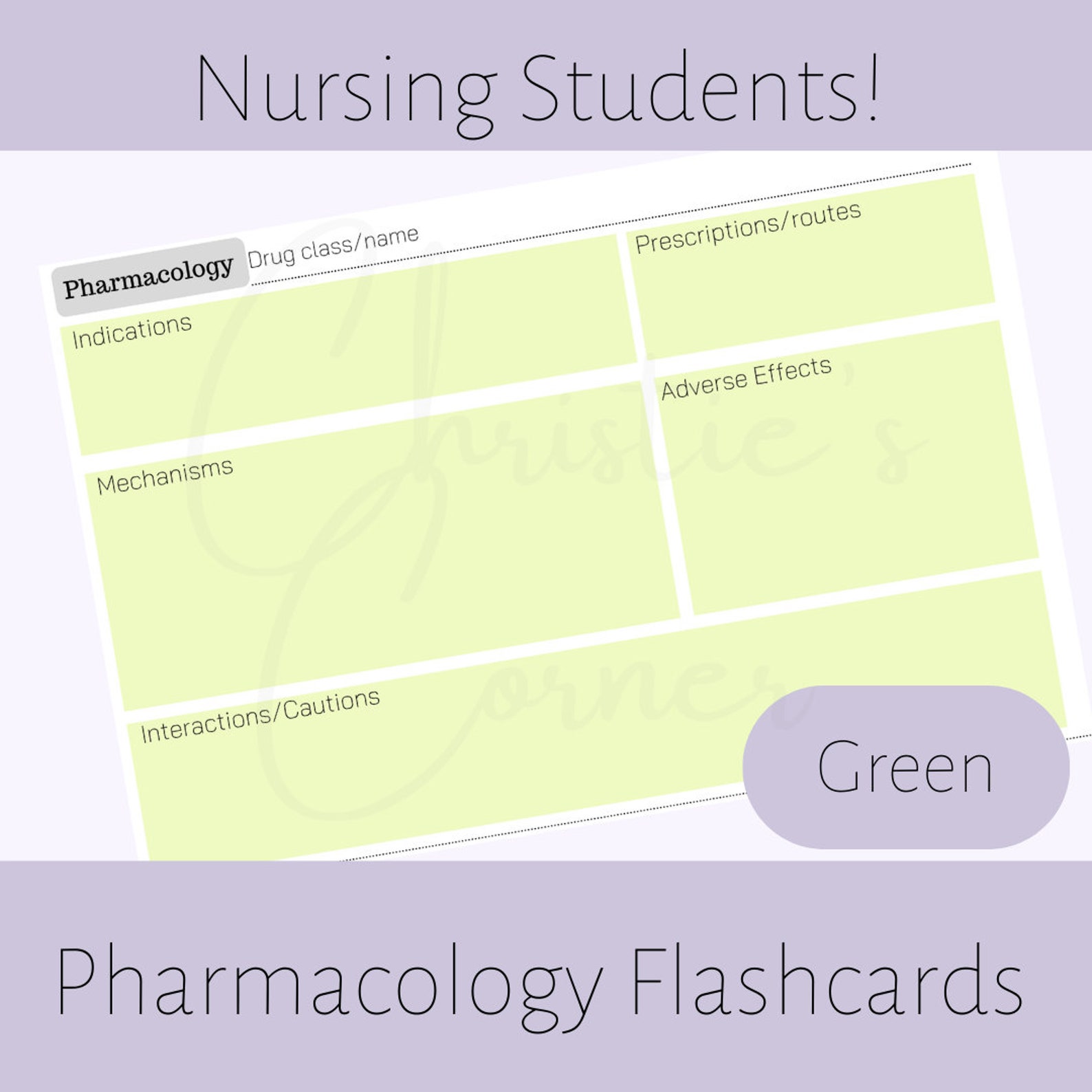 Pharmacology Flashcard TEMPLATE for Nursing Students - Etsy
