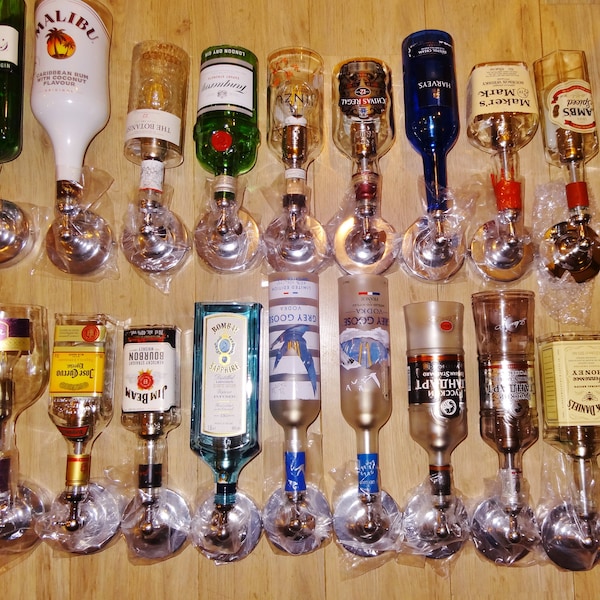 Elegant handmade upcycled alcohol bottle wall lamps / vintage style fittings