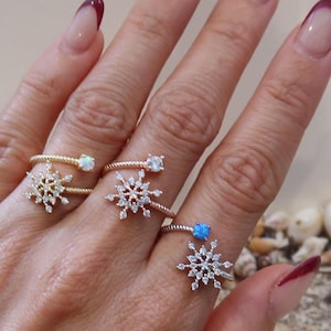 NOUVEAU ! Bague neige hawaïenne opale | Argent sterling avec CZ