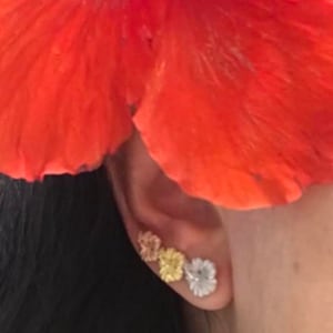 Hibiskus Hawaii State Flower Ohr Kletterer/Ear Crawler Sterling Silber mit Cubic Zirkonia