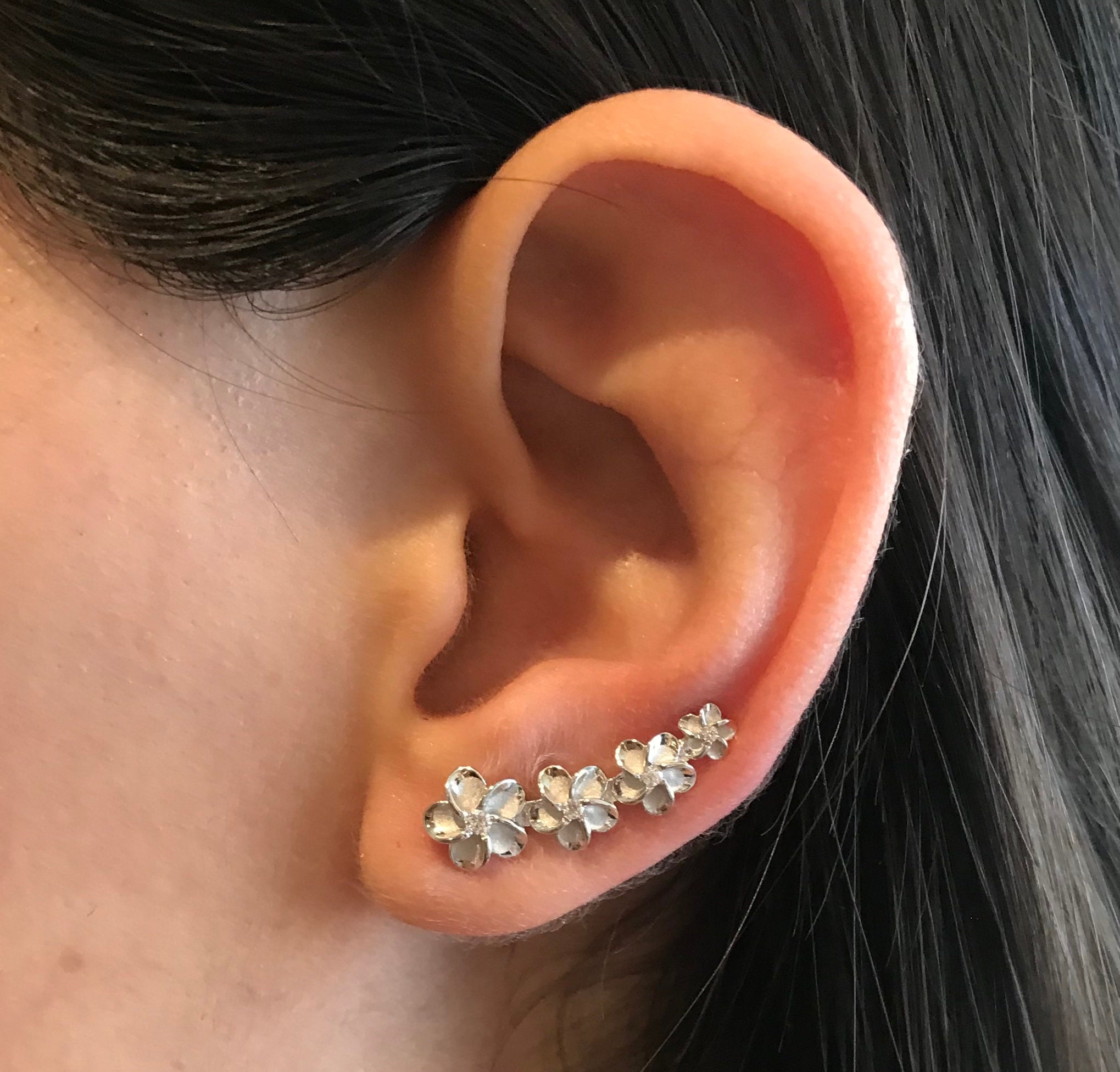 ORECCHINI A POST BORCHIA ARGENTO STERLING 925 HAWAIANA