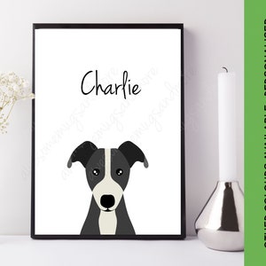 Personalised Greyhound Print | Customised Greyhound Print | Custom Dog Print | Greyhound Gift | Greyhound  Art | Whippet Lurcher Name