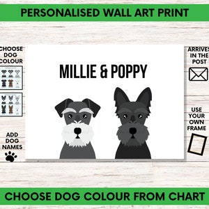 Schnauzer Print | Dog Portrait | Personalised Dog Wallart | Custom Schnauzer Gift | Miniature Schnauzer Giant Schnauzer | Gift for Dog Owner