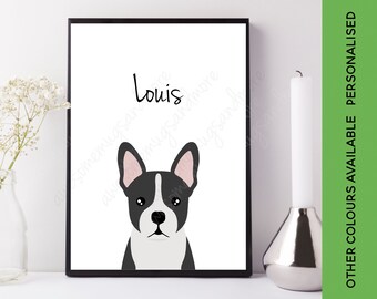 Personalised Boston Terrier Print | Personalised Boston Terrier Gift | Custom Dog Print | Boston Picture | Boston Terrier Name Art