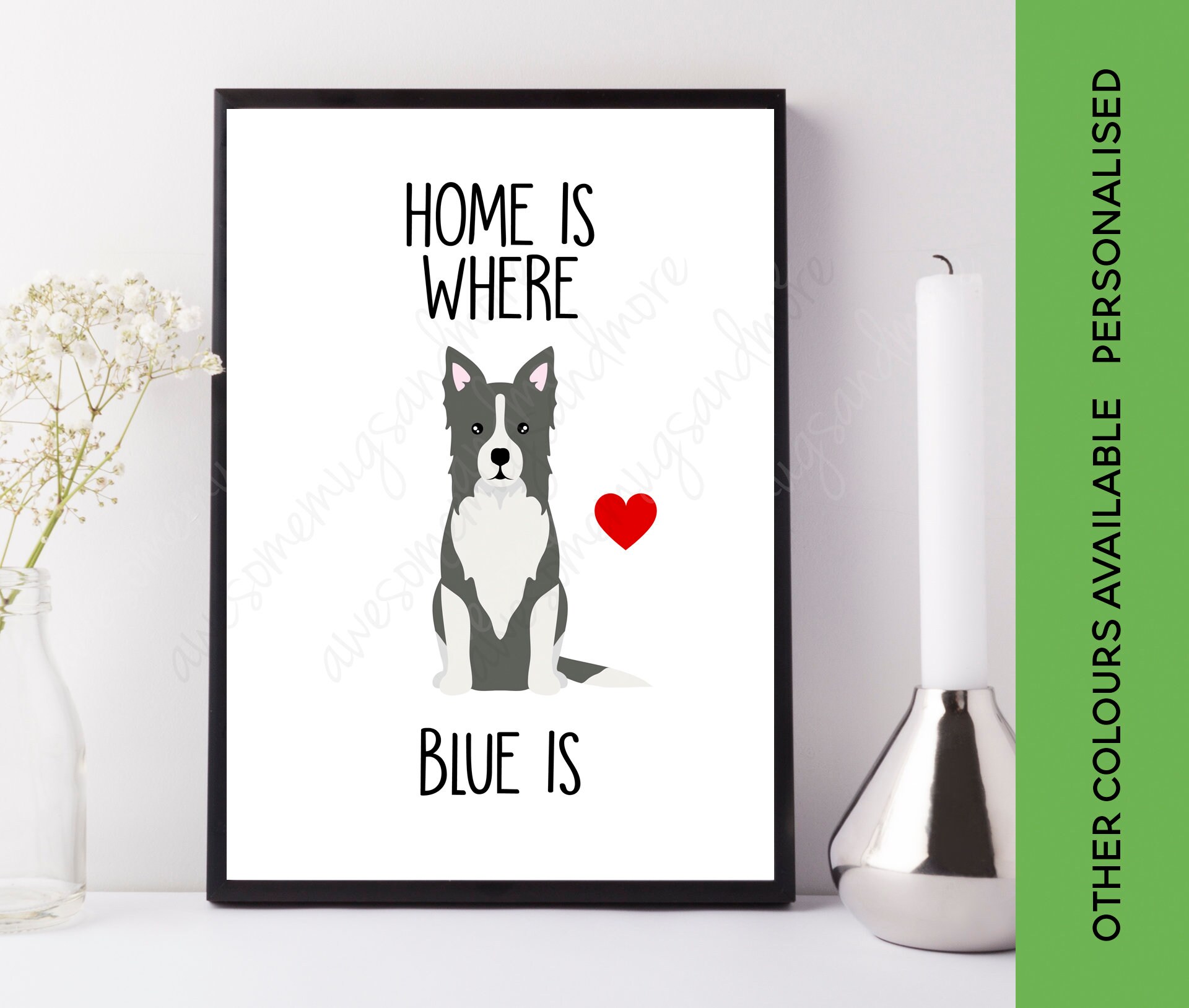 Double Trouble Border Collie Print Customised Dog Print 